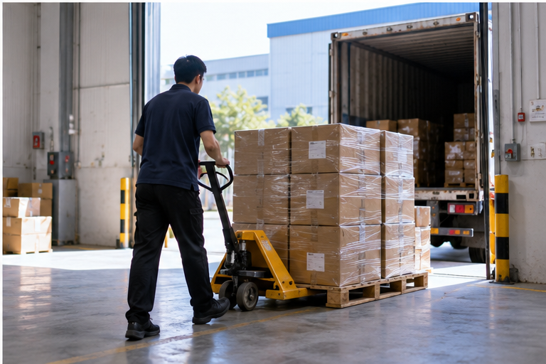 Final consolidated shipment ready for international shipping from China