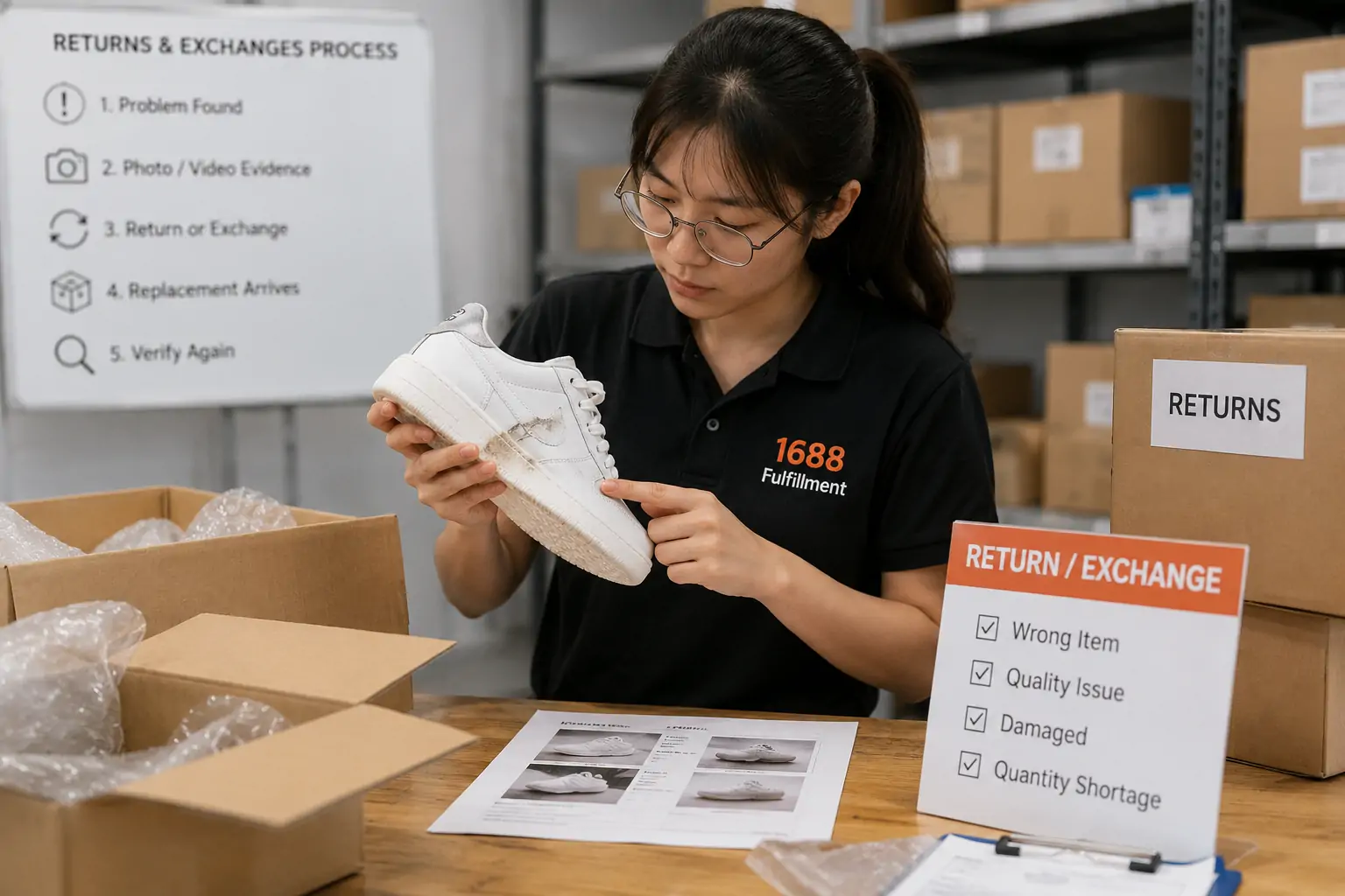 Return and exchange assistance at 1688Fulfillment China warehouse