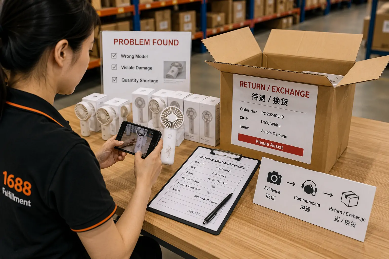 Return and exchange assistance for products in a China warehouse