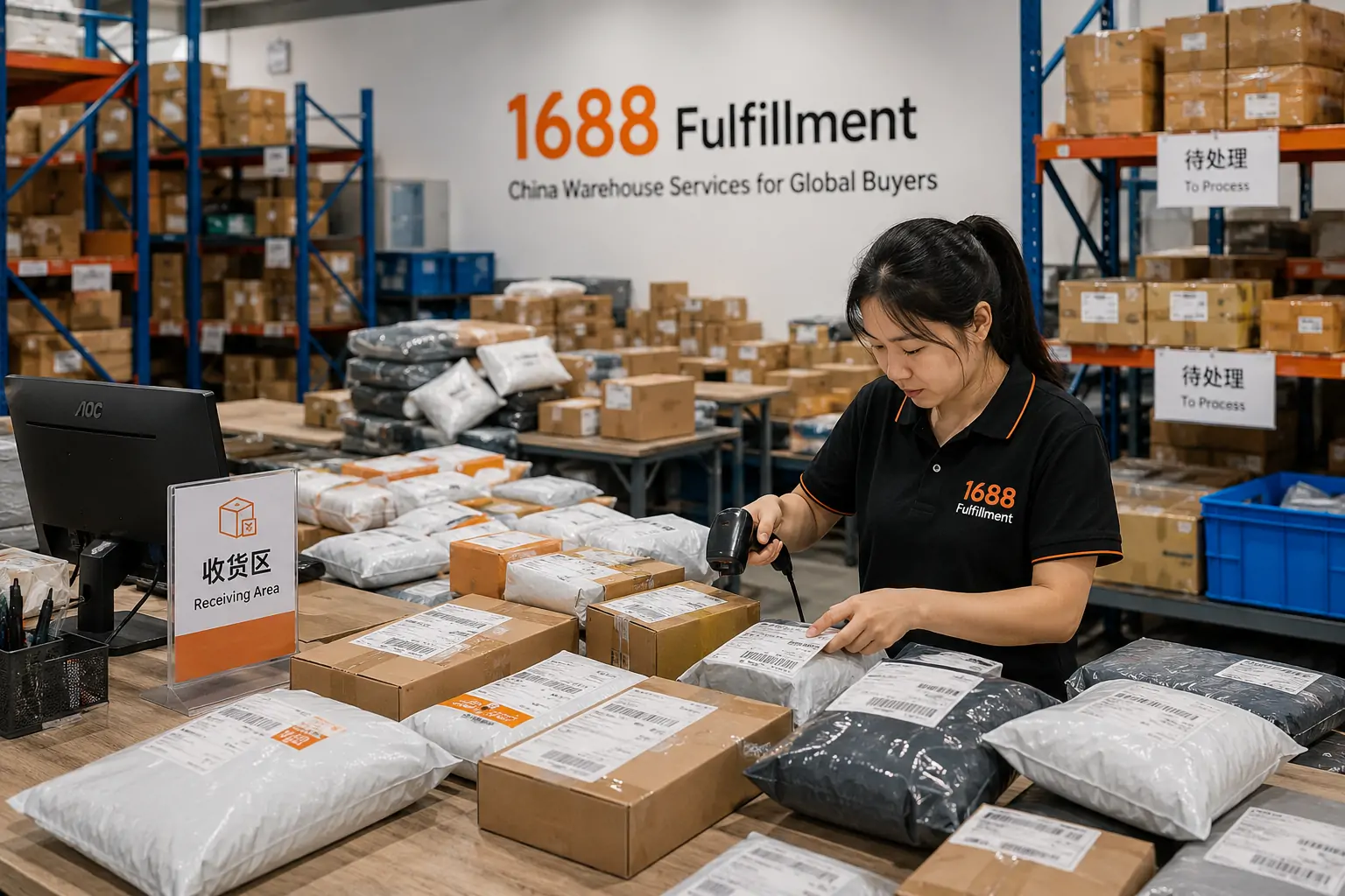 China warehouse receiving parcels from multiple suppliers